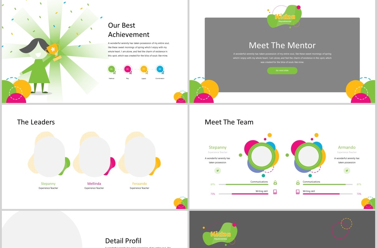 创意彩色儿童教育PPT图片排版模板Kidza  Education Powerpoint Template