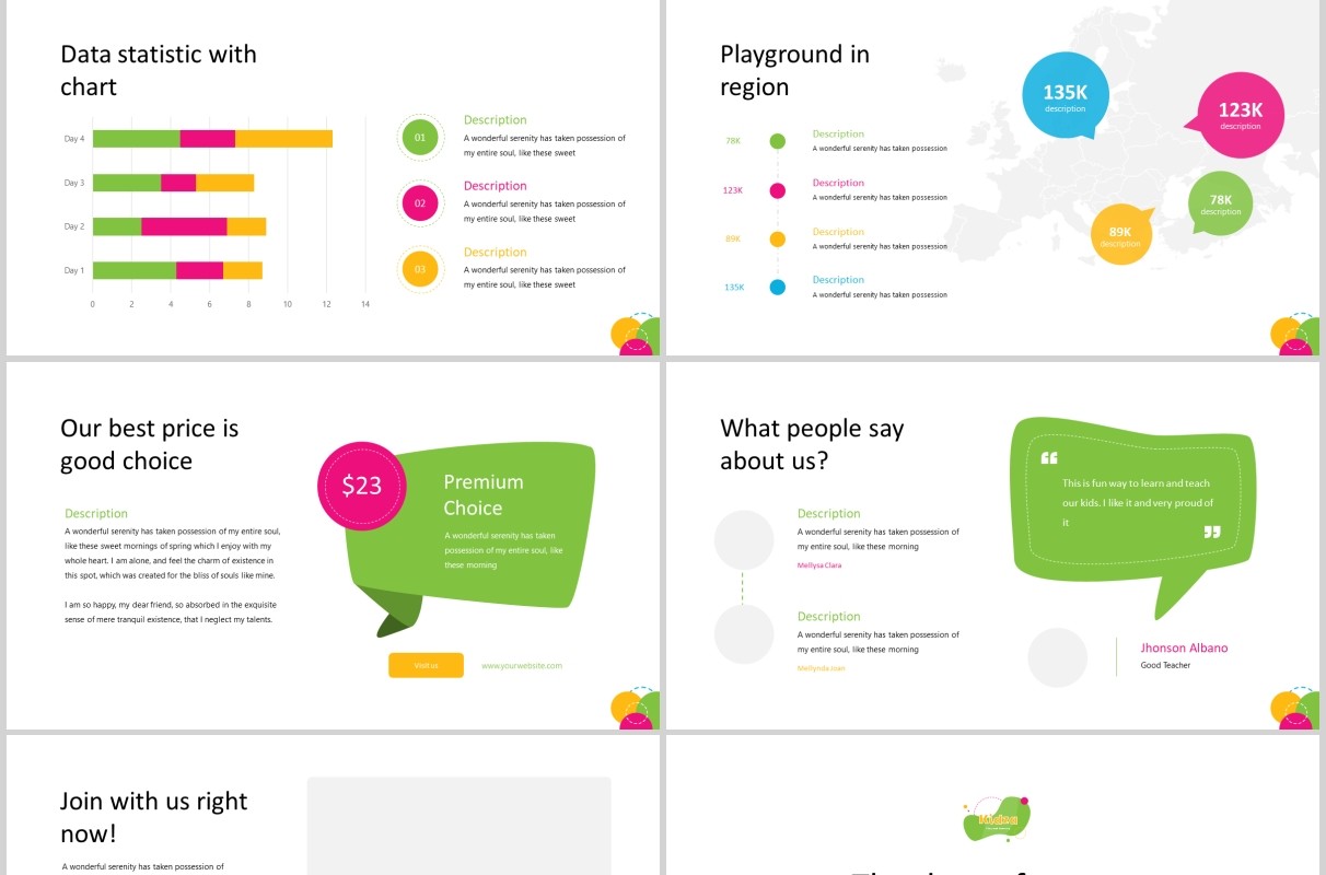 创意彩色儿童教育PPT图片排版模板Kidza  Education Powerpoint Template