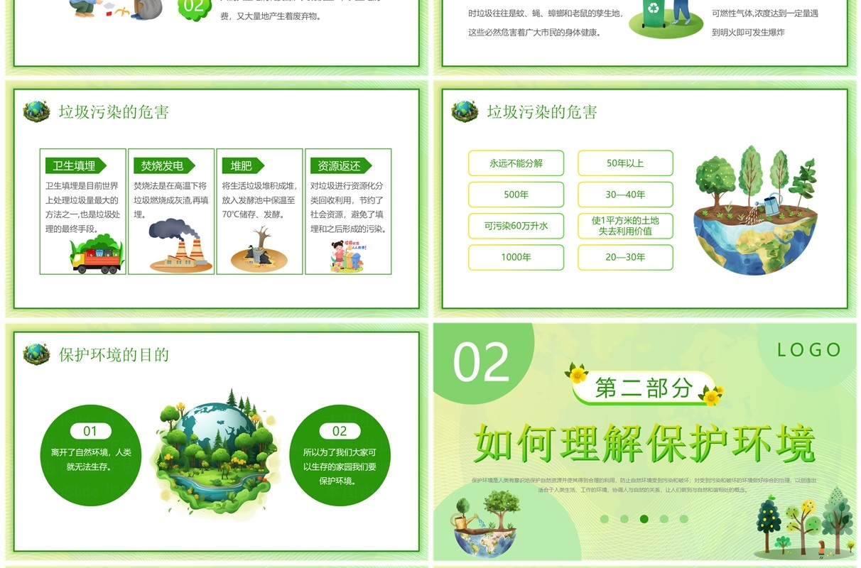 绿色清新风世界环境日保护环境PPT模板