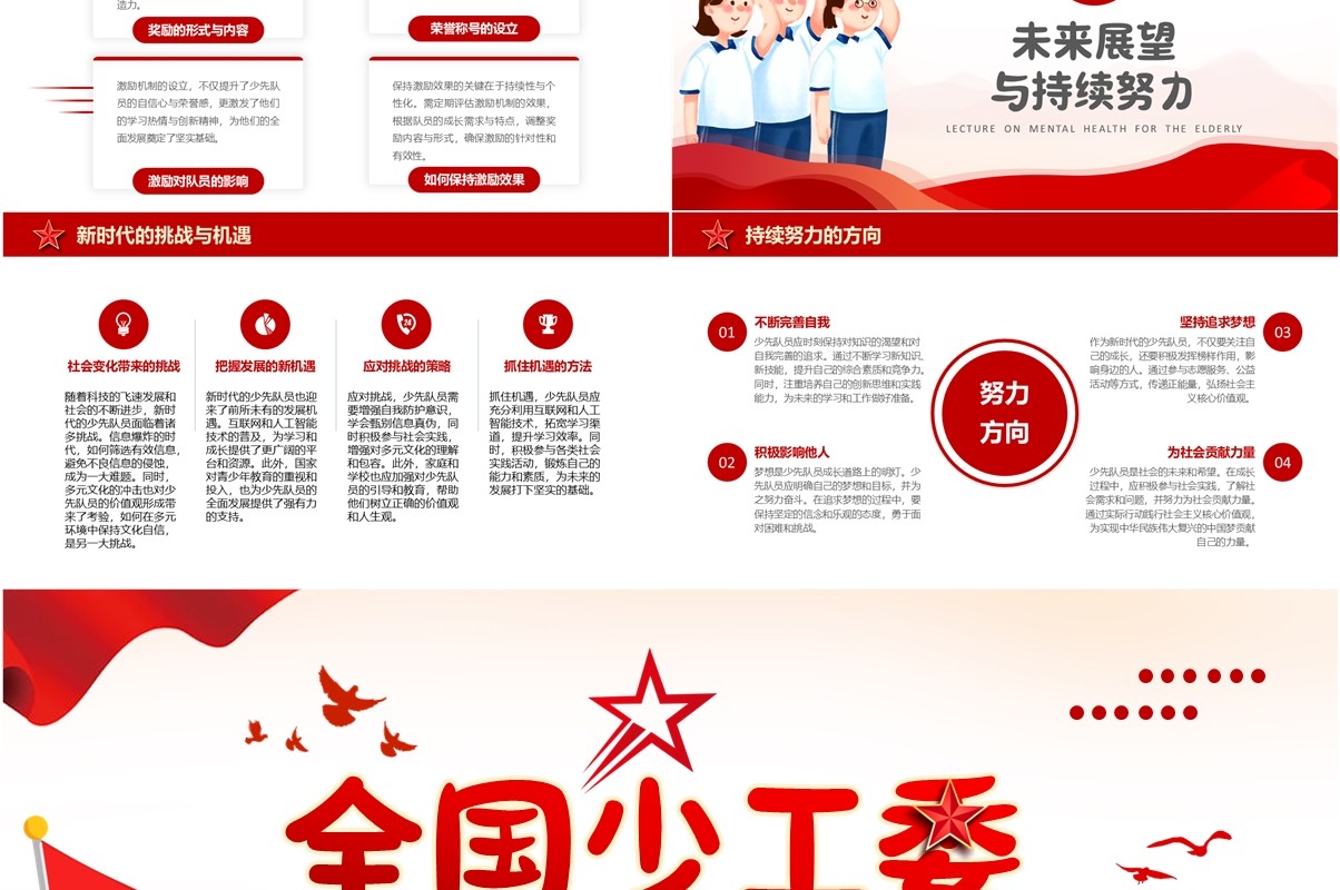 红色简约风全国少工委争做时代好队员PPT模板