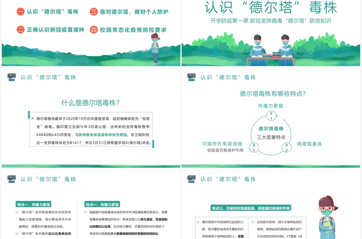2021年秋季开学防疫第一课学校疫情防控PPT课件