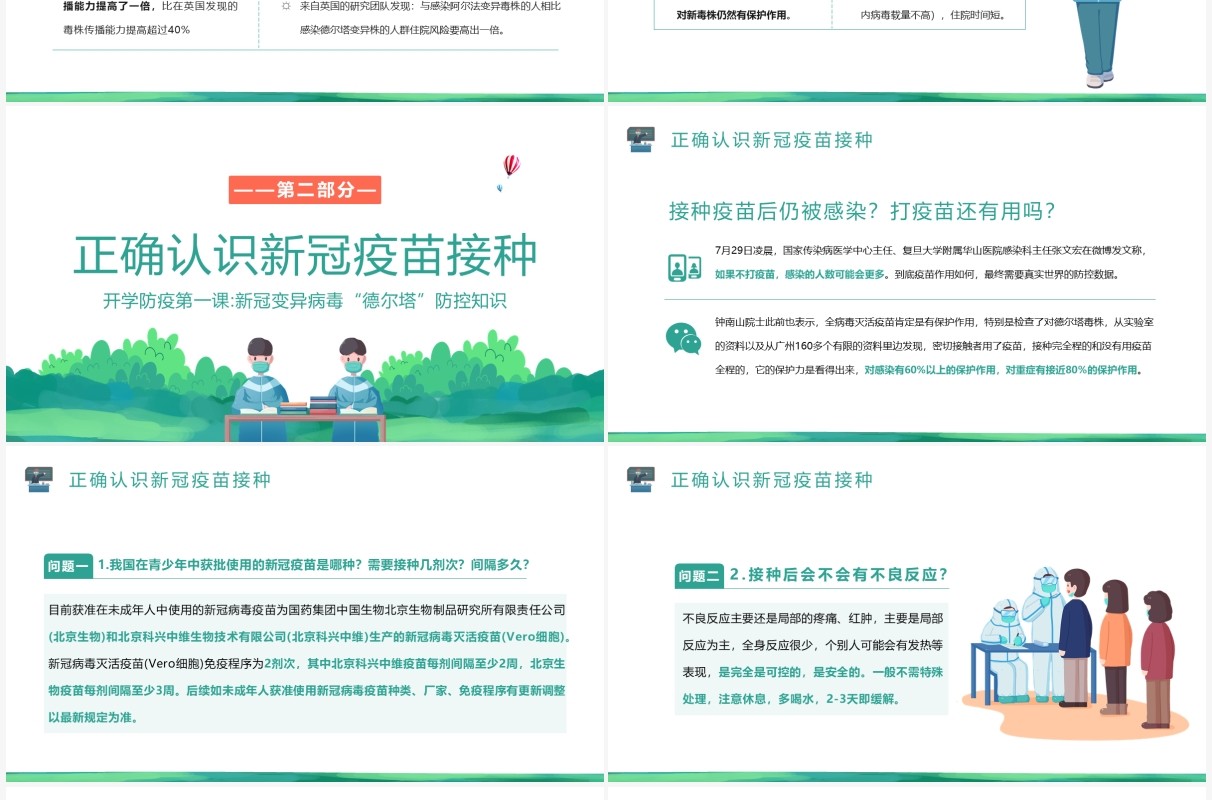 2021年秋季开学防疫第一课学校疫情防控PPT课件