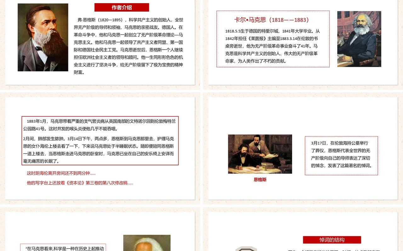 部编版高中语文必修二在马克思墓前的讲话课件PPT模板