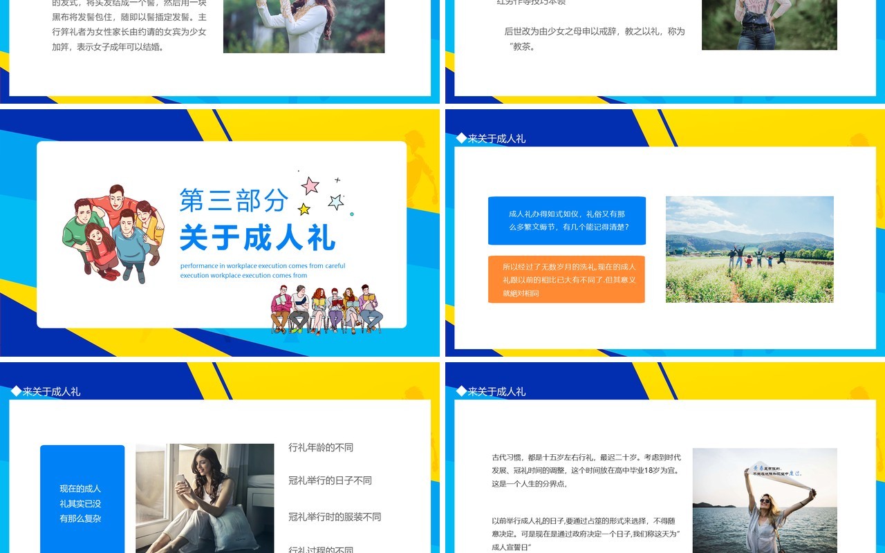 十八岁成人礼成丁礼介绍PPT模板