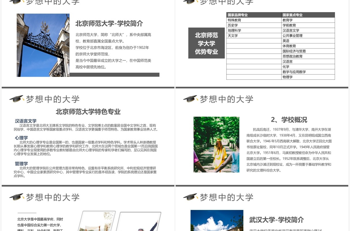 蓝色小清新我的理想大学PPT动态模板