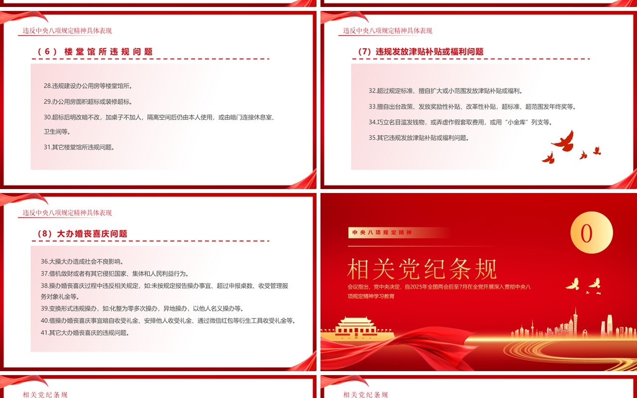 红色简约风读懂中央八项规定精神PPT模板