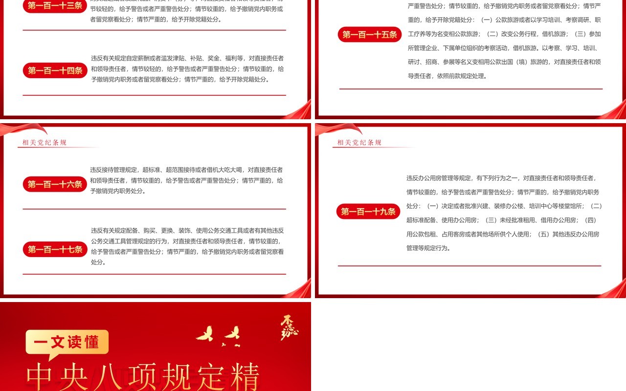 红色简约风读懂中央八项规定精神PPT模板