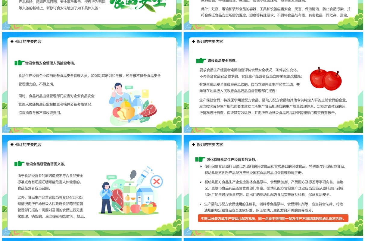 绿色卡通风学习解读食品安全法PPT模板