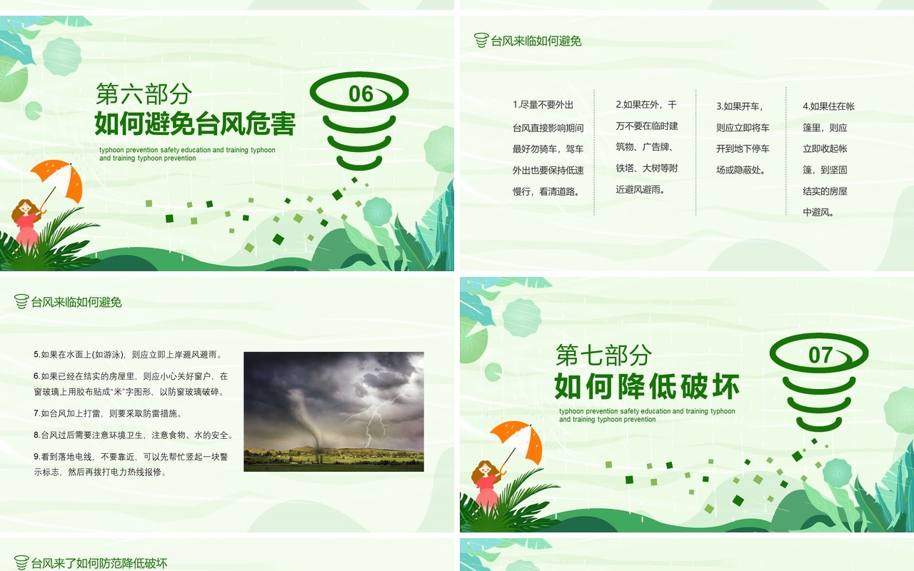 绿色防台风安全教育培训课件PPT模板
