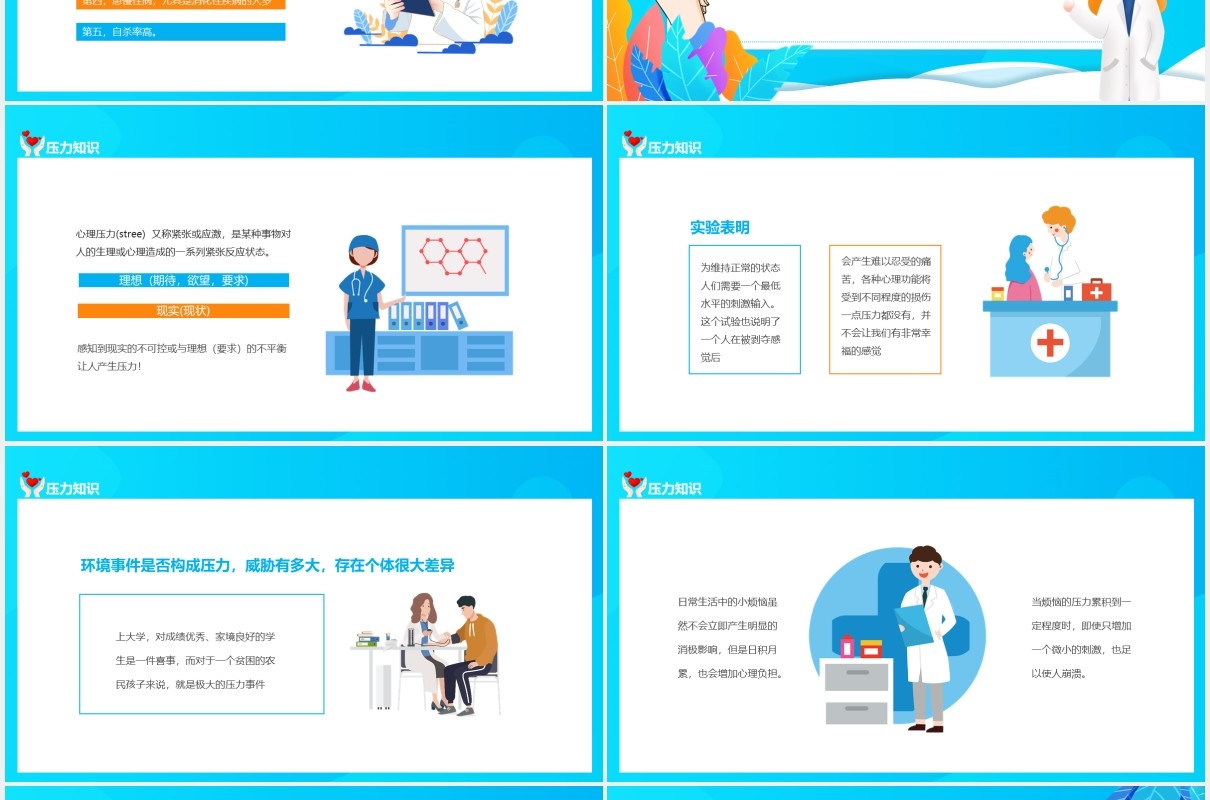 医生护士压力情绪管理培训医疗医院动态PPT模板