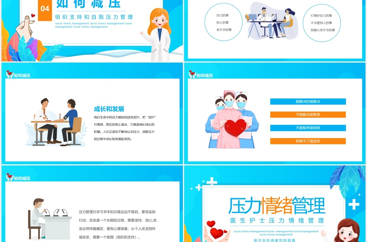 医生护士压力情绪管理培训医疗医院动态PPT模板