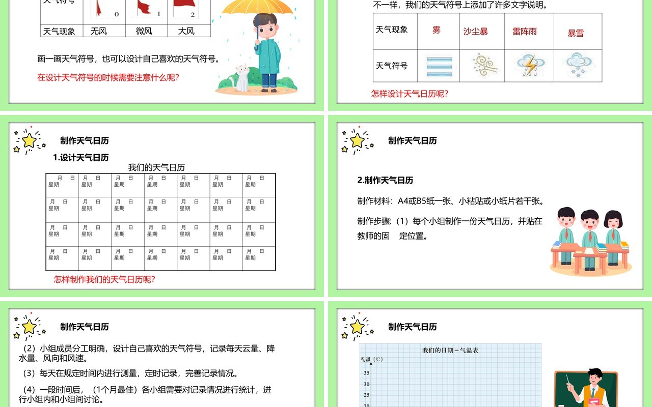 教科版四年级科学上册天气日历课件PPT模板