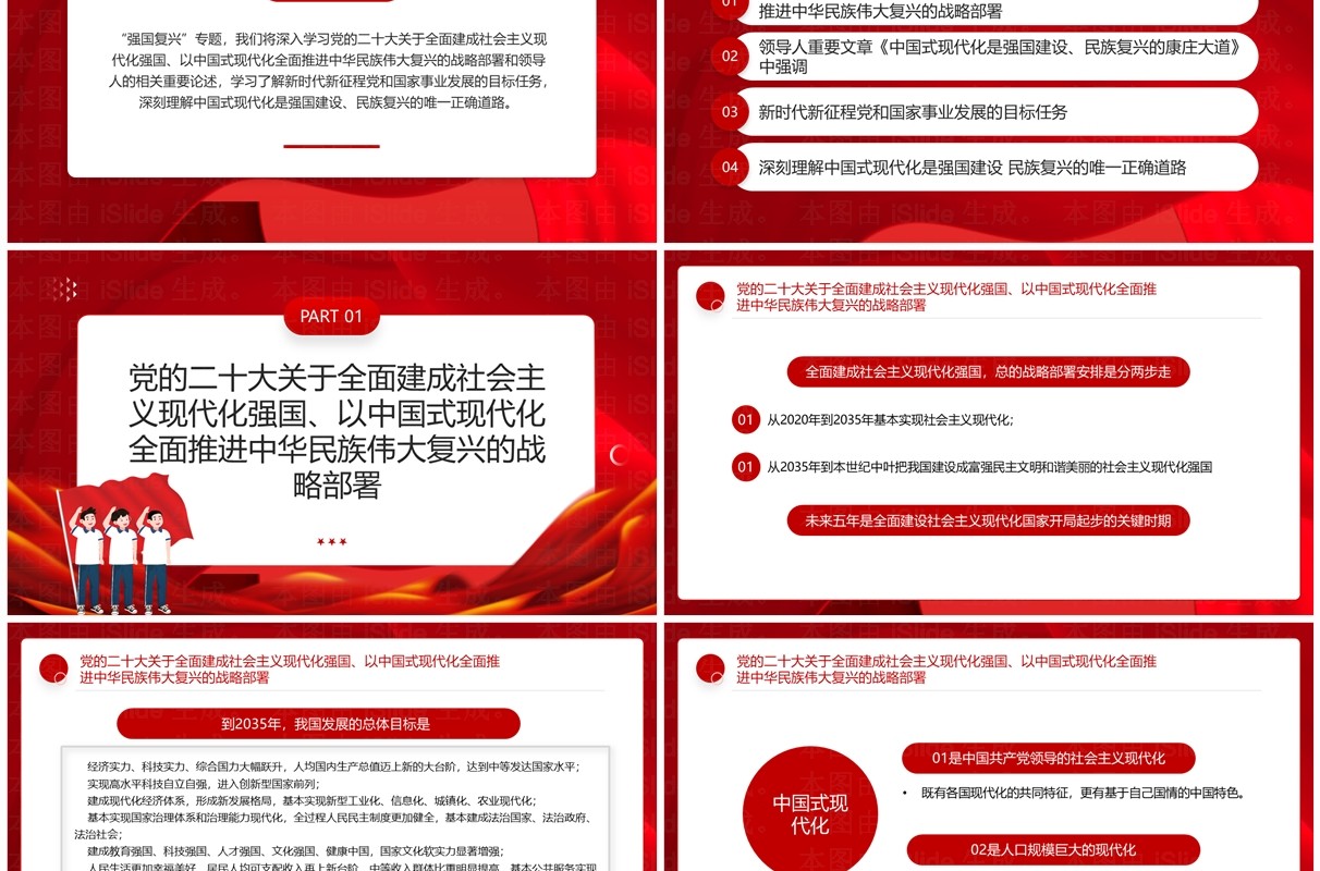 红色简约风强国复兴团课PPT课件