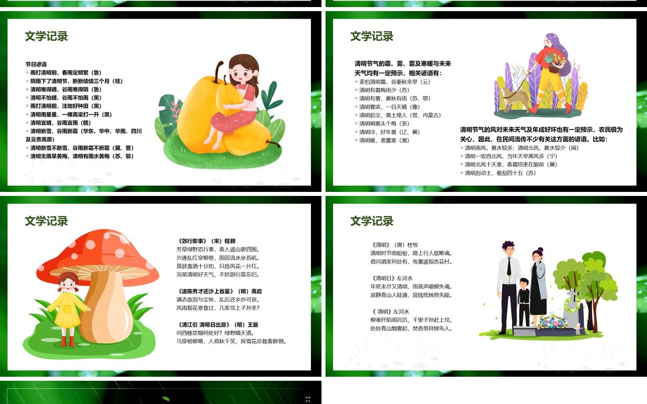 绿色摄影风清明节起源主题班会PPT模板