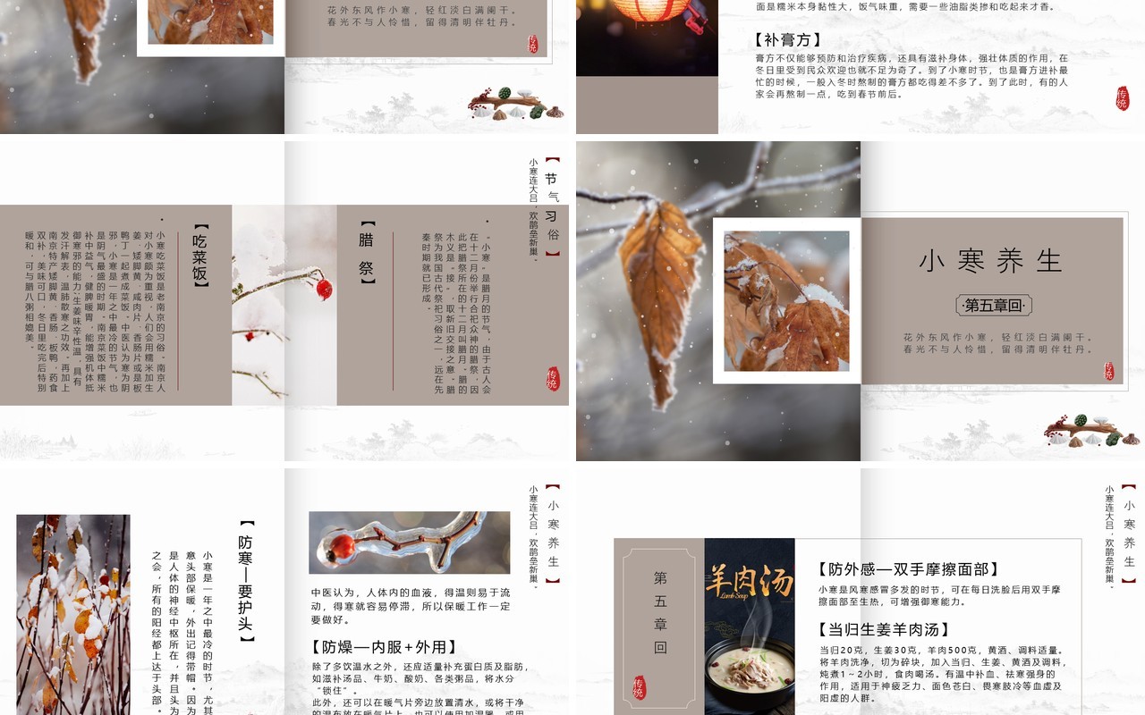 中国风二十四节气小寒介绍PPT模板