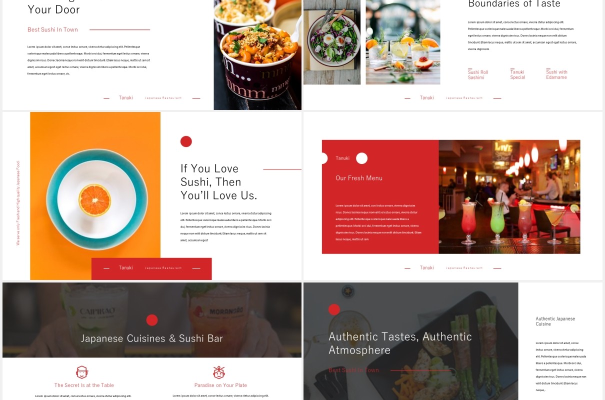 烹饪餐厅美食展示宣传PPT模板tanuki culinary restaurant powerpoint template