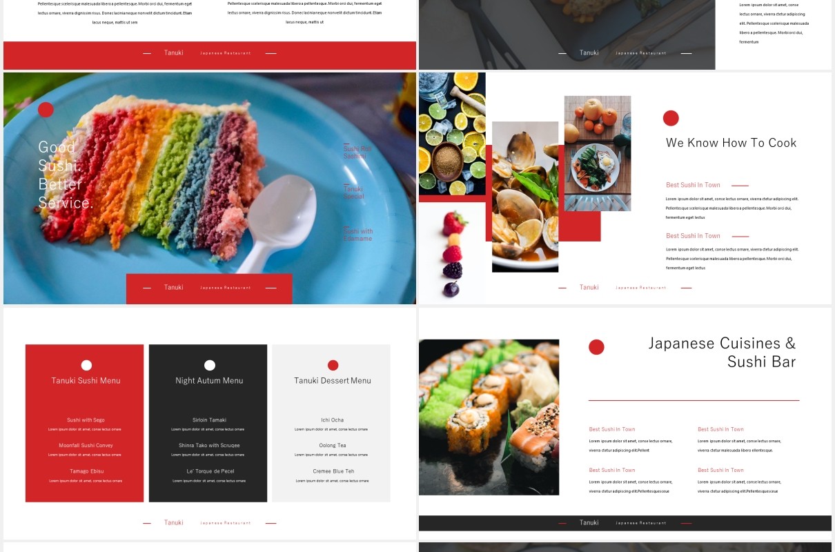 烹饪餐厅美食展示宣传PPT模板tanuki culinary restaurant powerpoint template