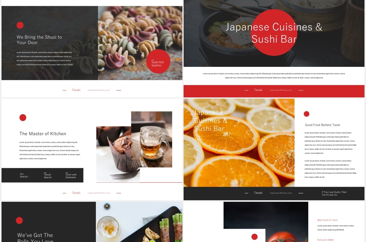 烹饪餐厅美食展示宣传PPT模板tanuki culinary restaurant powerpoint template