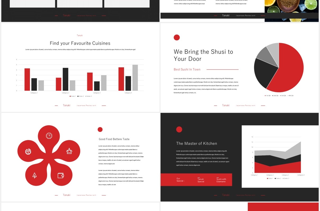 烹饪餐厅美食展示宣传PPT模板tanuki culinary restaurant powerpoint template