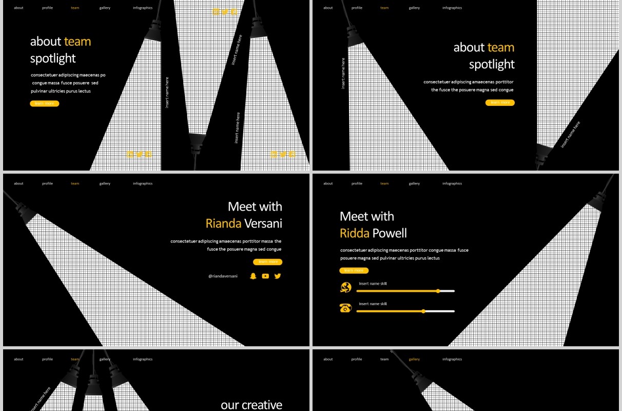 深色商务工作PPT模板版式设计Spotlight Powerpoint Template