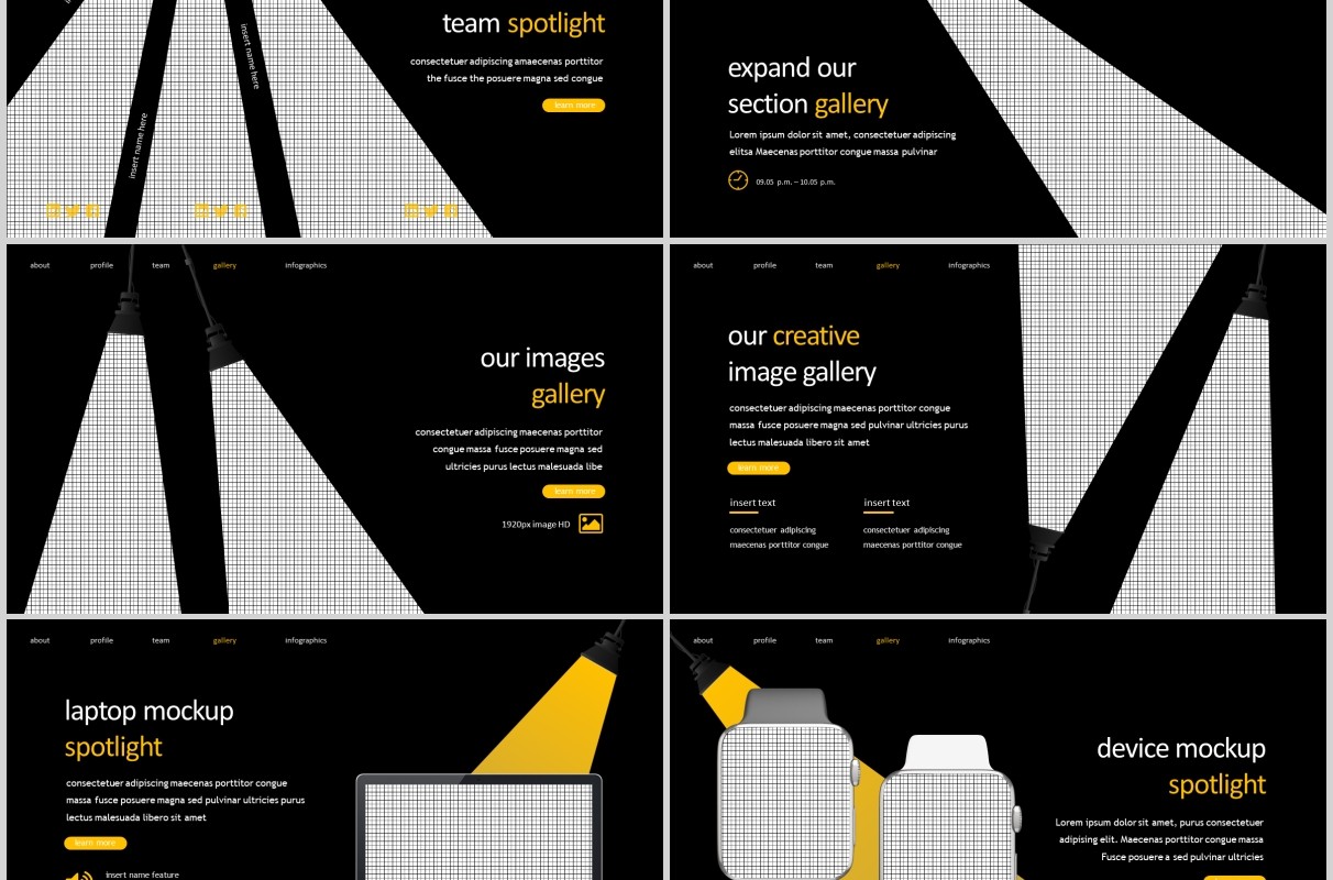 深色商务工作PPT模板版式设计Spotlight Powerpoint Template