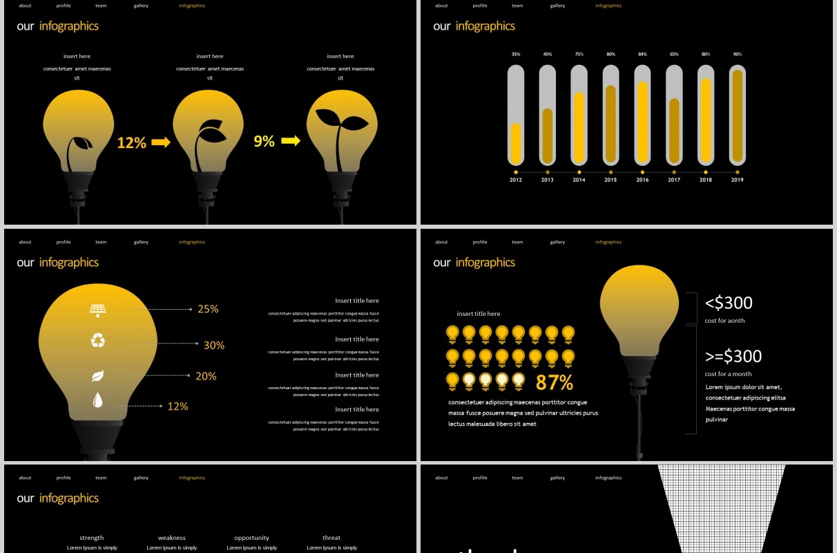 深色商务工作PPT模板版式设计Spotlight Powerpoint Template