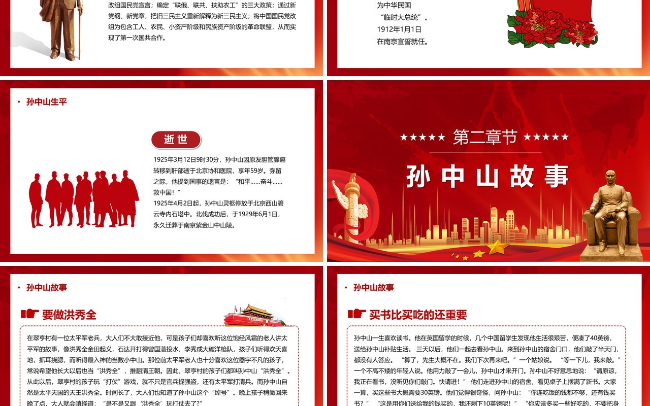 红色党政学习中山精神争做阳光学子PPT模板