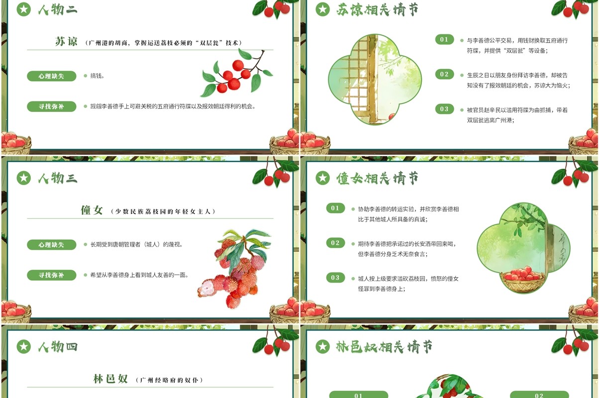 绿色小清新长安的荔枝读书分享PPT模板