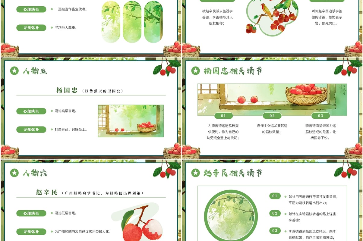 绿色小清新长安的荔枝读书分享PPT模板
