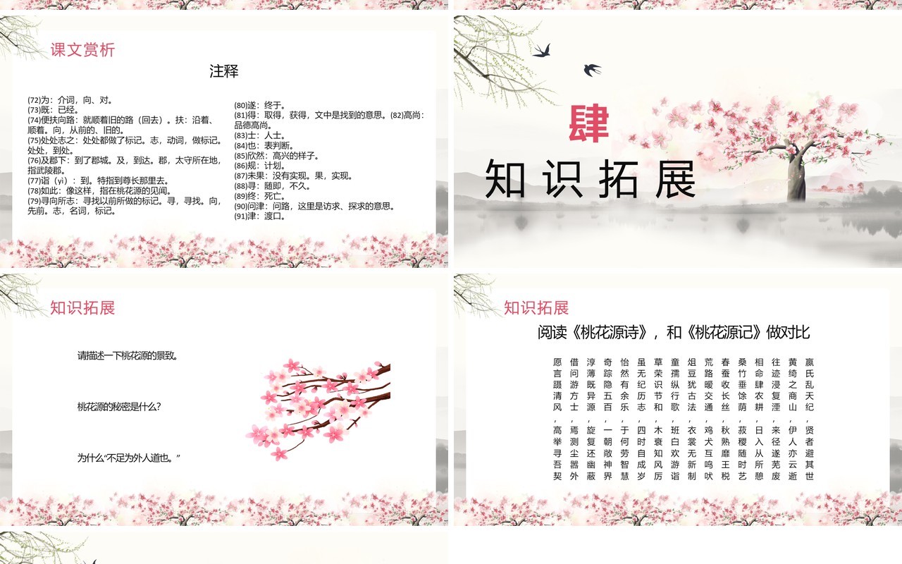 部编版八年级语文下册桃花源记课件PPT模板