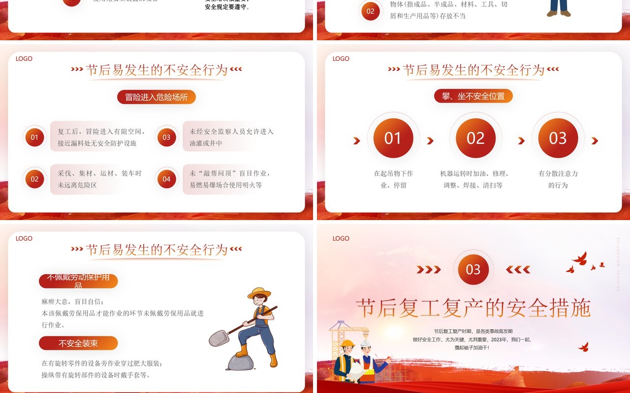 红色简约风复工复产安全培训PPT模板
