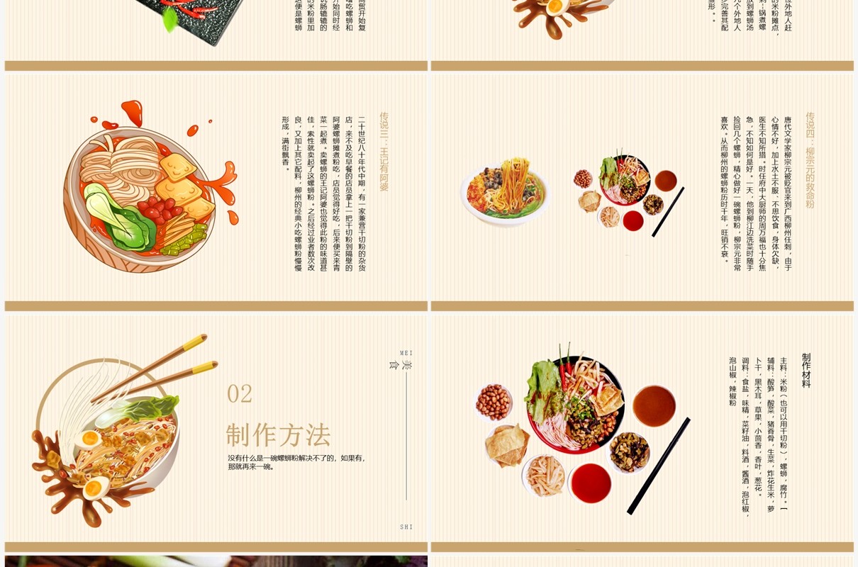 黄色螺蛳粉美食介绍PPT模板