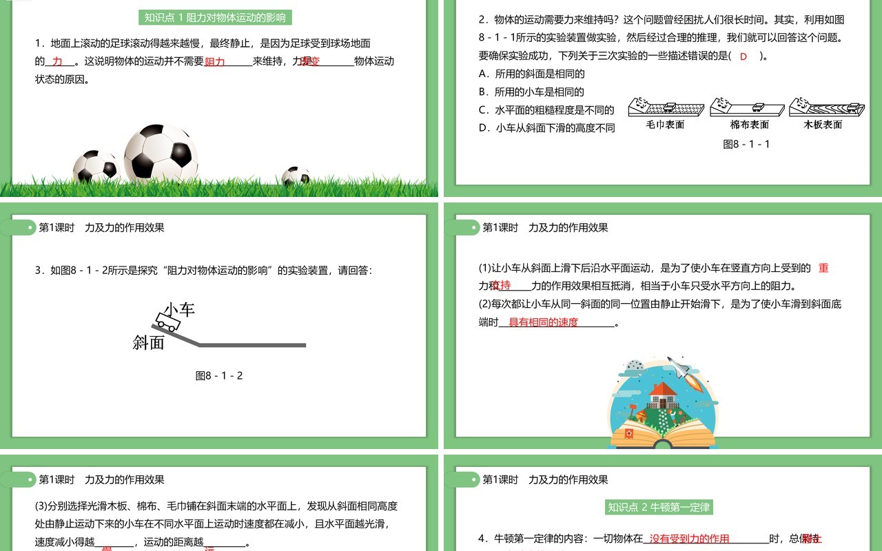 部编版初中八年级下册物理牛顿第一定律教案PPT模板