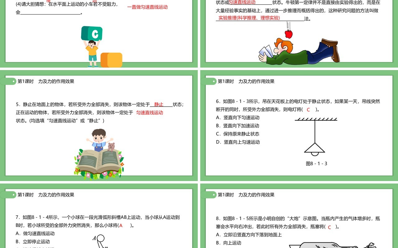 部编版初中八年级下册物理牛顿第一定律教案PPT模板