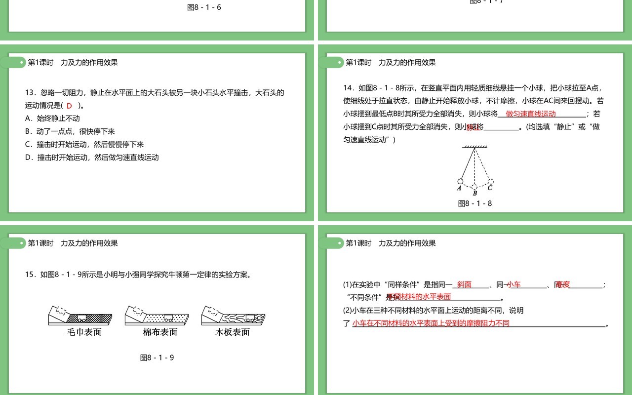部编版初中八年级下册物理牛顿第一定律教案PPT模板