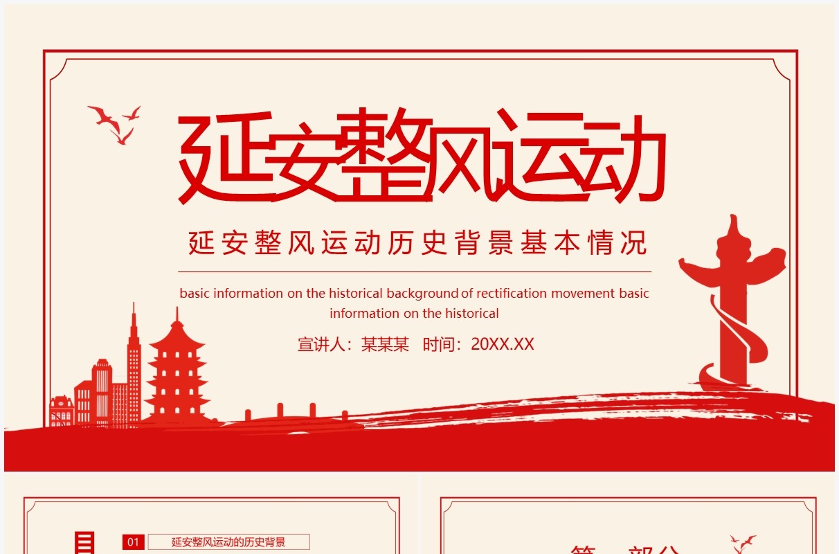 延安整风运动历史背景基本情况动态PPT模板