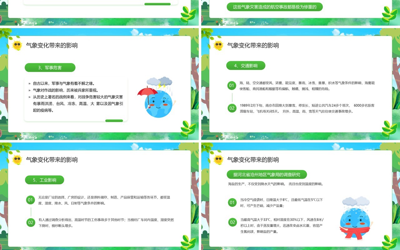 绿色卡通风气象科普知识宣传PPT模板