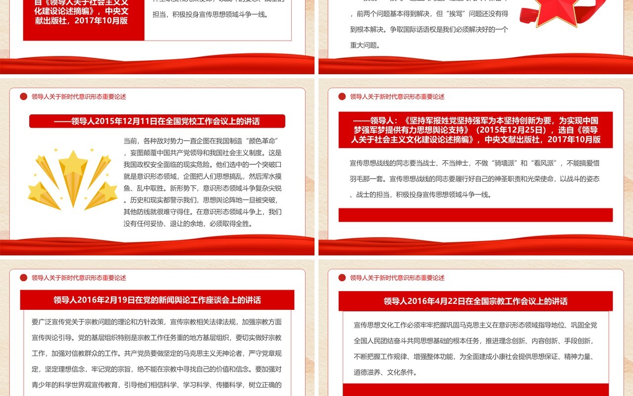 红色党政风关于新时代意识形态重要论述PPT模板