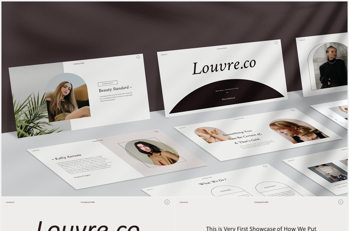 时尚简约图片排版设计摄影集展示PPT模板Louvre Powerpoint