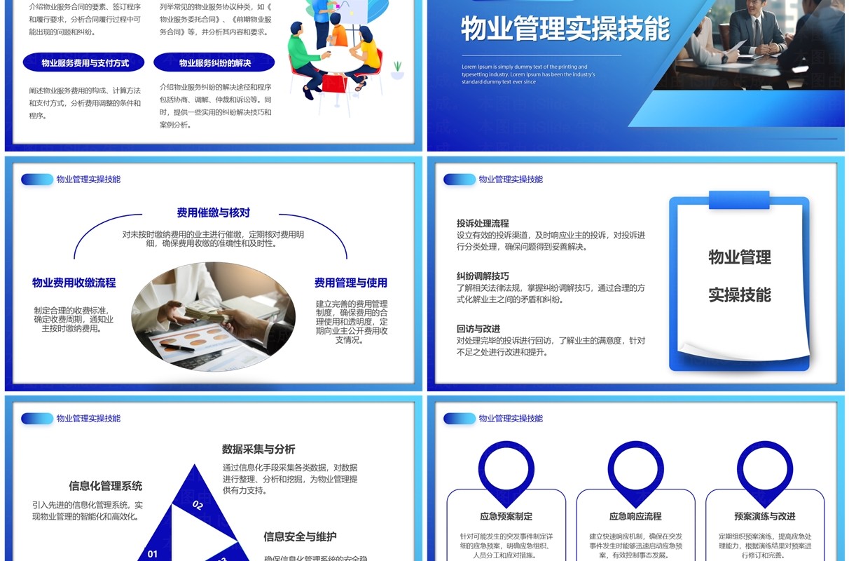 蓝色商务风物业经理管理培训PPT模板
