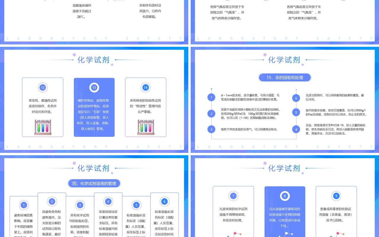 蓝色插画风中学生化学实验室安全PPT模板