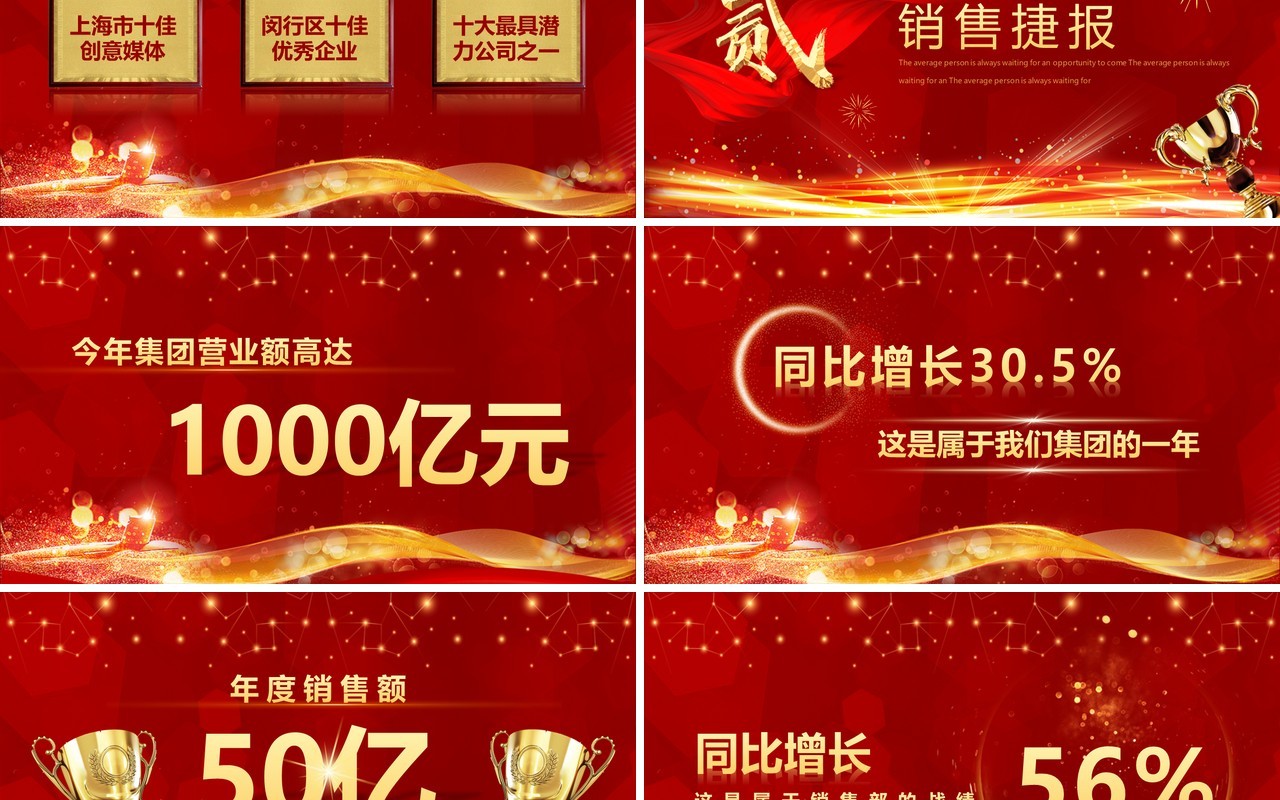 红色喜庆企业2023年终销售战报PPT模板