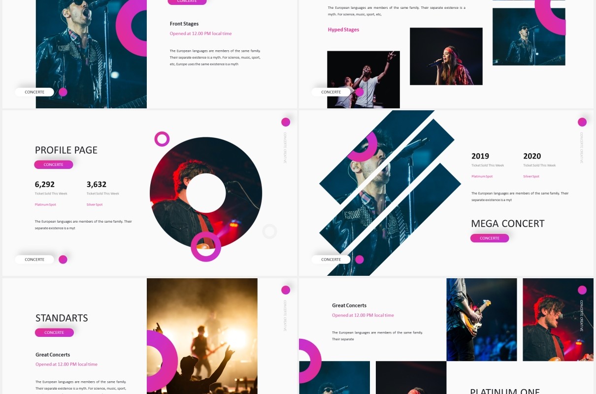 时尚娱乐音乐演唱会乐队宣传PPT模板The Concerte - Powerpoint Template