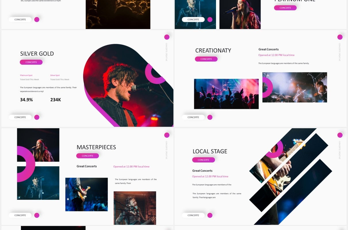 时尚娱乐音乐演唱会乐队宣传PPT模板The Concerte - Powerpoint Template