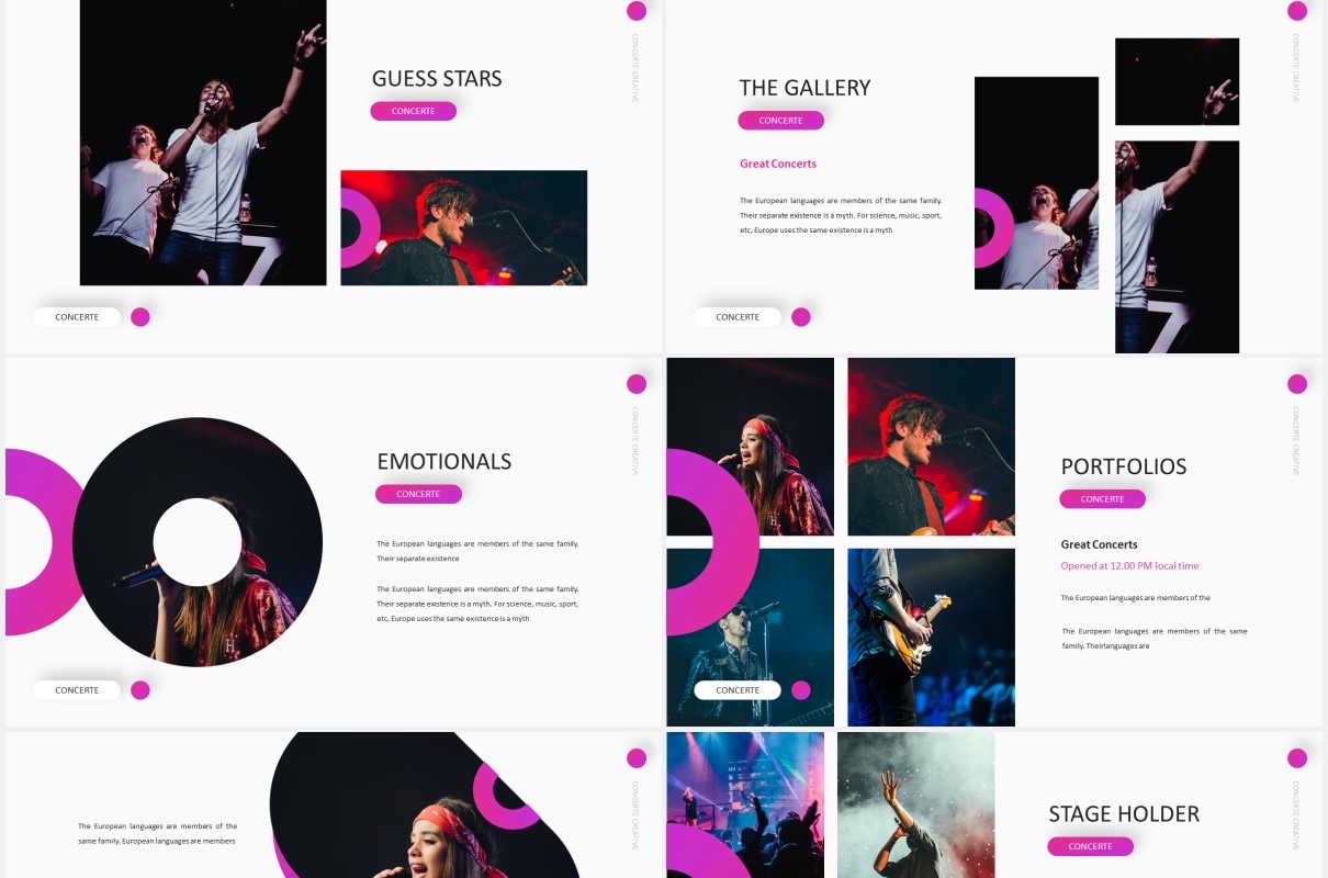 时尚娱乐音乐演唱会乐队宣传PPT模板The Concerte - Powerpoint Template