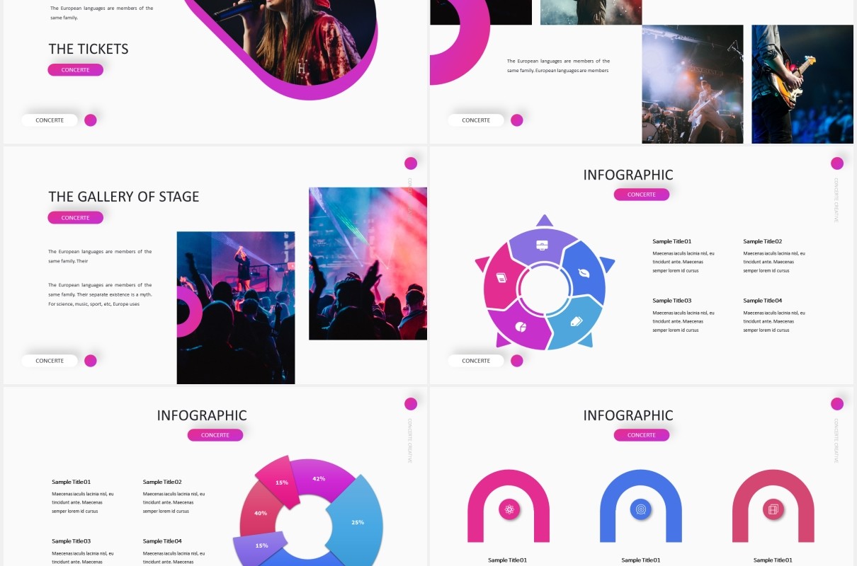 时尚娱乐音乐演唱会乐队宣传PPT模板The Concerte - Powerpoint Template