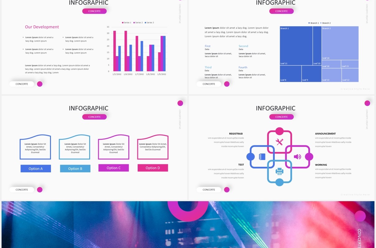 时尚娱乐音乐演唱会乐队宣传PPT模板The Concerte - Powerpoint Template