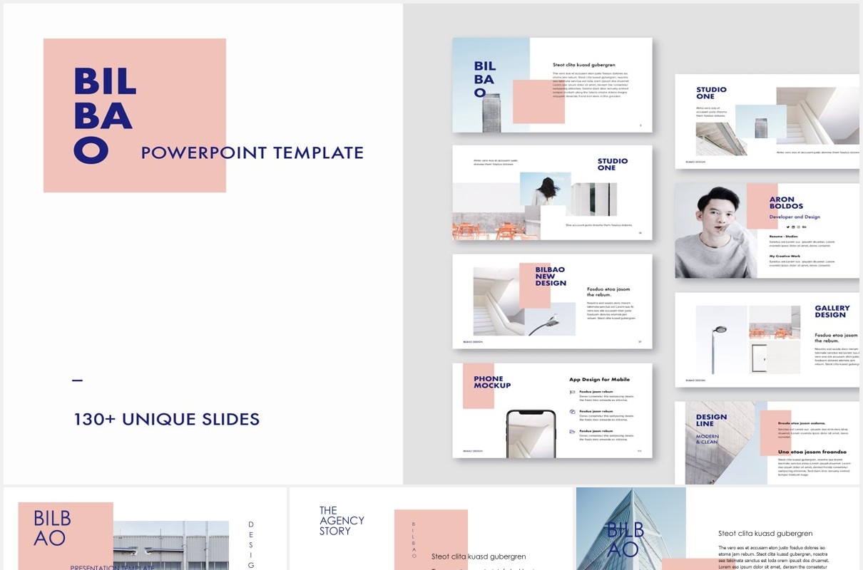 简约简洁个人工作简历报告PPT模板BILBAO - Powerpoint Template