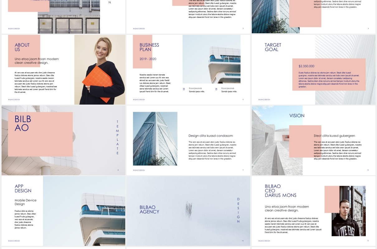 简约简洁个人工作简历报告PPT模板BILBAO - Powerpoint Template