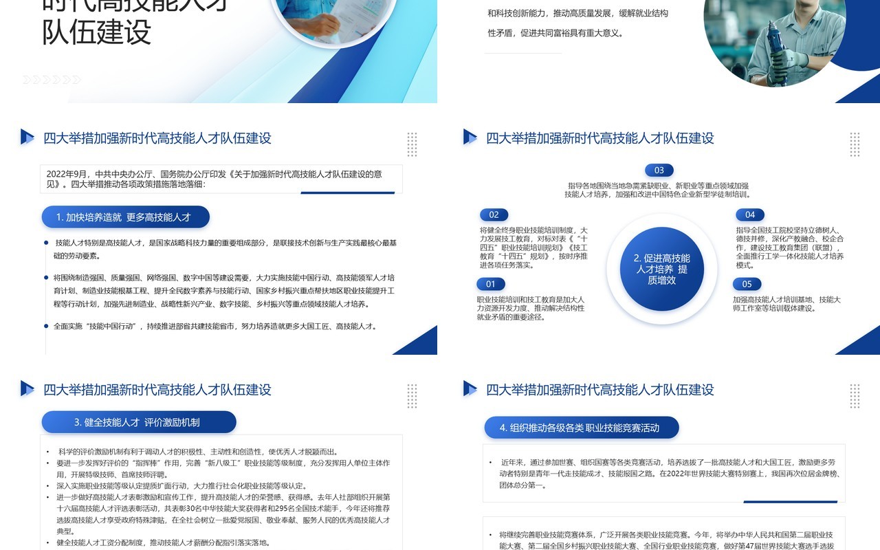 蓝色简约风世界青年技能日PPT模板